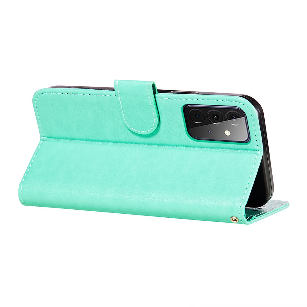 Imprint Mandala Flower Wallet Leather Phone Case for Samsung Galaxy A72 5G/A72 4G - Green-7
