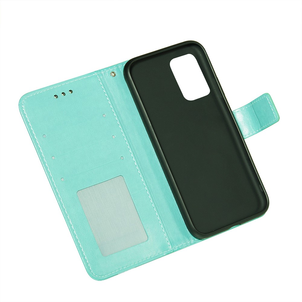 Imprint Mandala Flower Wallet Leather Phone Case for Samsung Galaxy A72 5G/A72 4G - Green-8