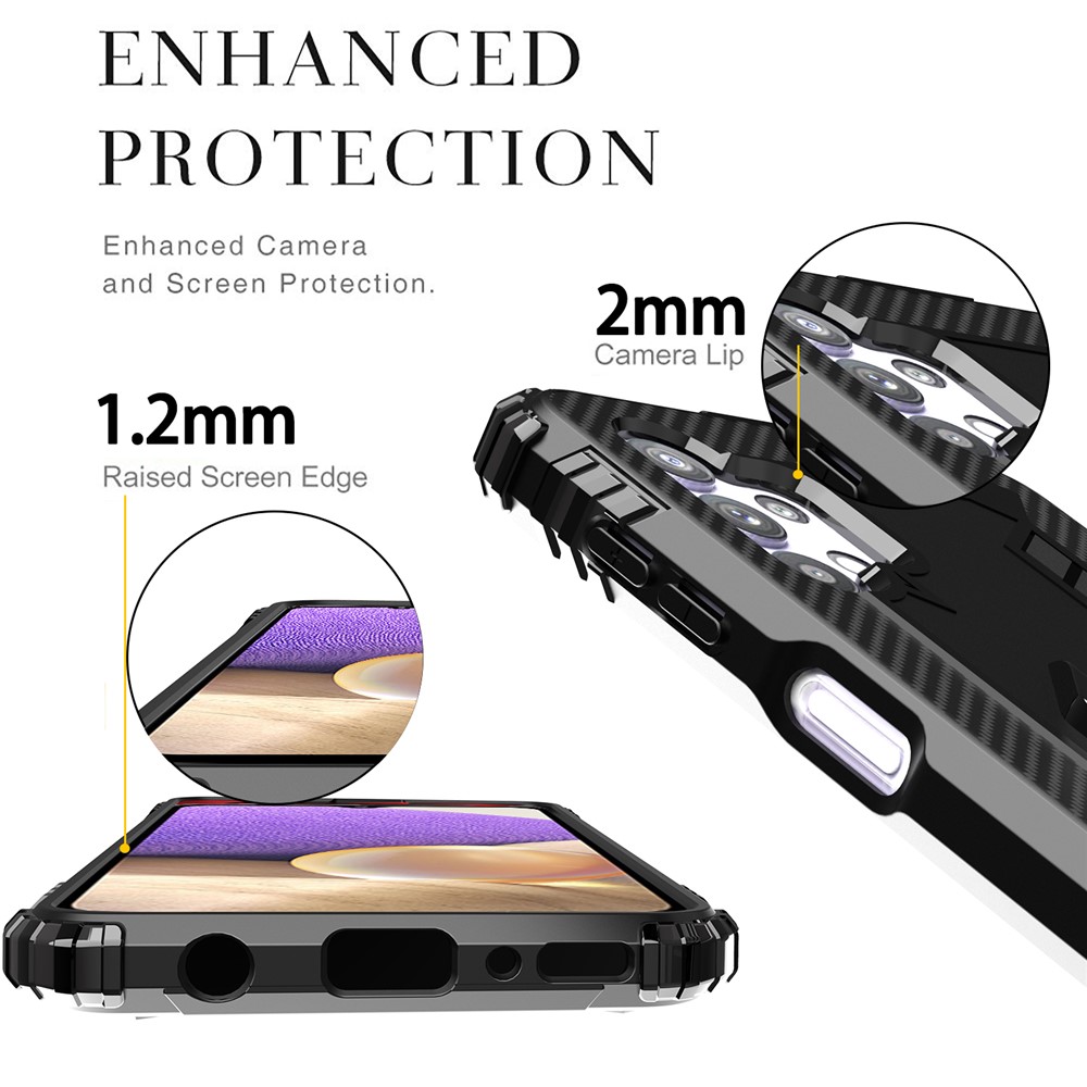 Anti-drop TPU Phone Case Shell with Finger Ring Kickstand for Samsung Galaxy A32 5G - Black-4