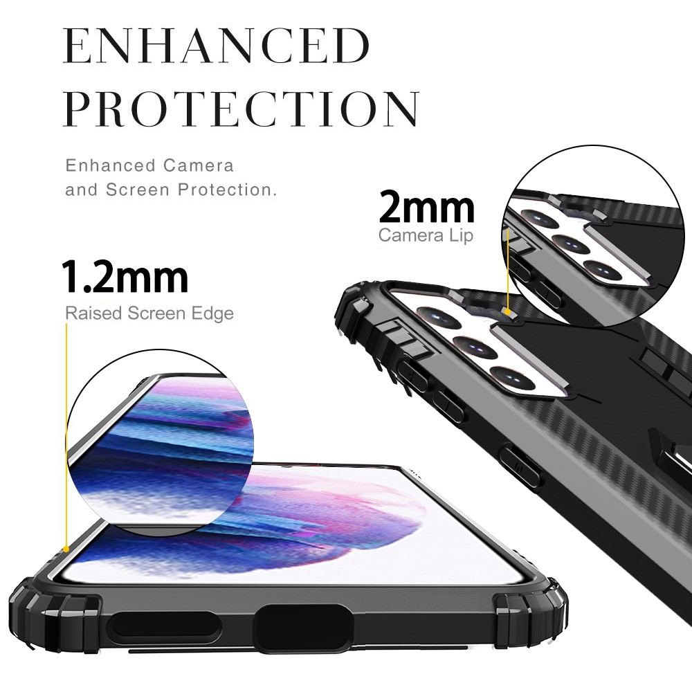 Case de Cubierta Del Teléfono Con el Anillo de Dedo de Tpu Suave Para Samsung Galaxy S21 5G/4G - Negro-6