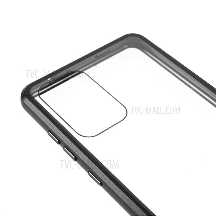 HD Double-sided Tempered Glass + Lock Installation Metal Magnetic Frame Case for Samsung Galaxy A72 4G - Black-4