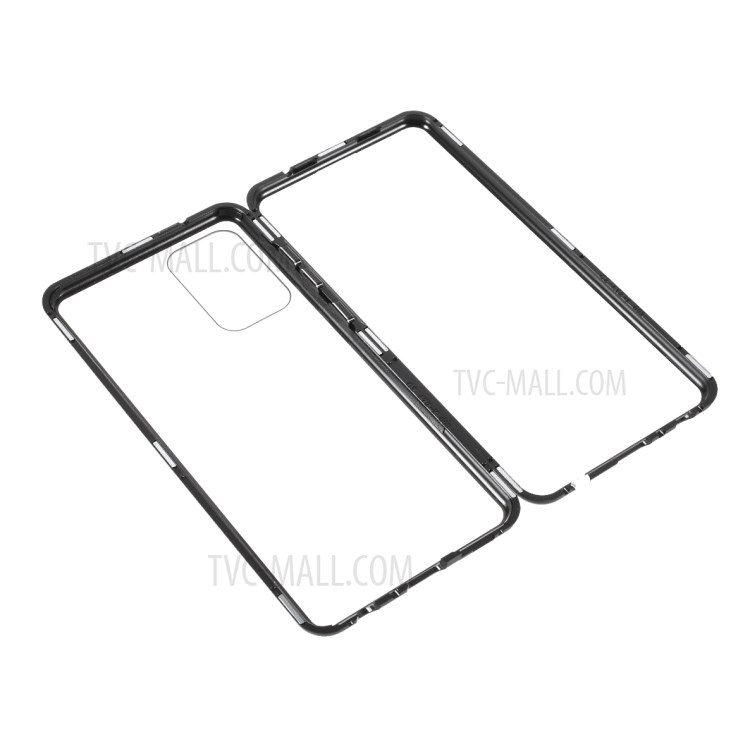 HD Double-sided Tempered Glass + Lock Installation Metal Magnetic Frame Case for Samsung Galaxy A72 4G - Black-5