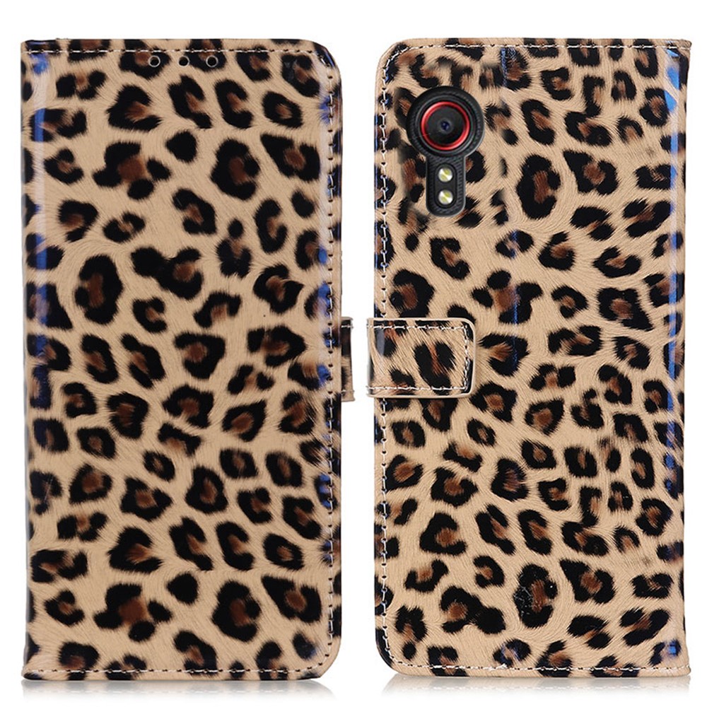 Leopard Texture Leather Wallet Protective Phone Case for Samsung Galaxy Xcover 5-1