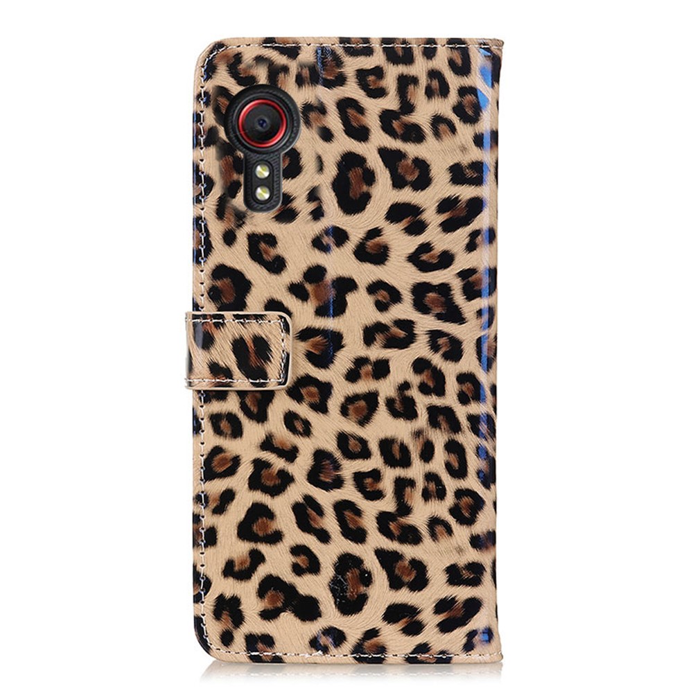 Leopard Texture Leather Wallet Protective Phone Case for Samsung Galaxy Xcover 5-2