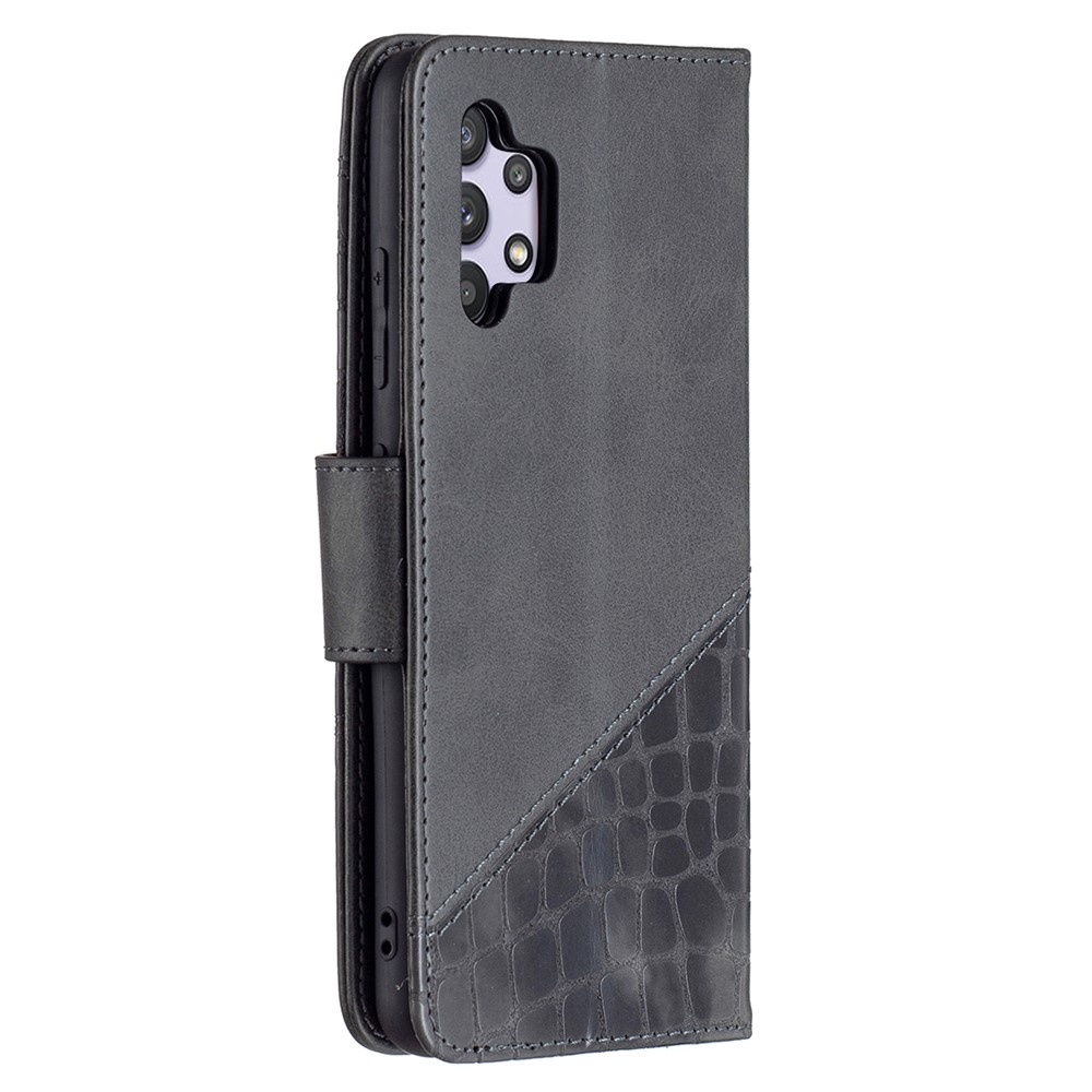 BF04 Splicing Crocodile Texture Wallet Stand Leather Case for Samsung Galaxy A32 4G (EU Version) - Black-3