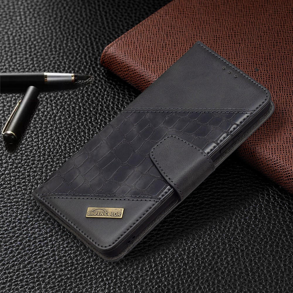 BF04 Splicing Crocodile Texture Wallet Stand Leather Case for Samsung Galaxy A32 4G (EU Version) - Black-7