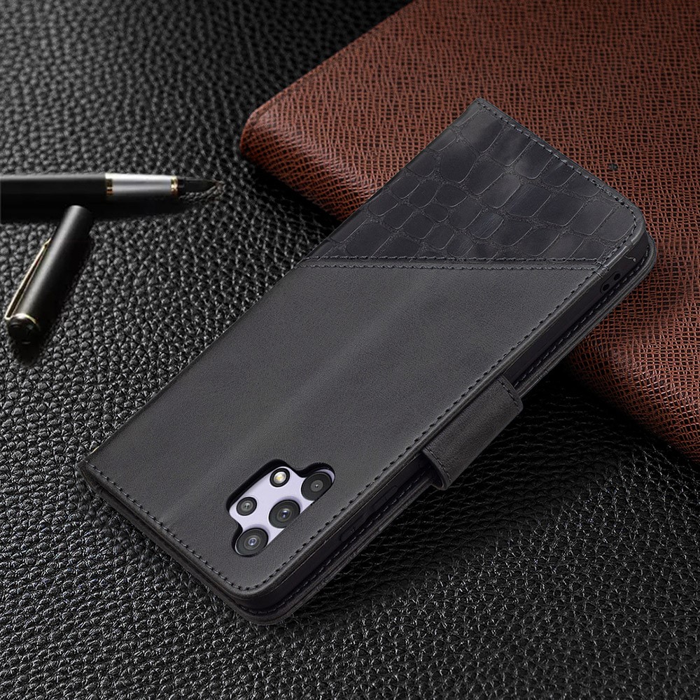 BF04 Splicing Crocodile Texture Wallet Stand Leather Case for Samsung Galaxy A32 4G (EU Version) - Black-8