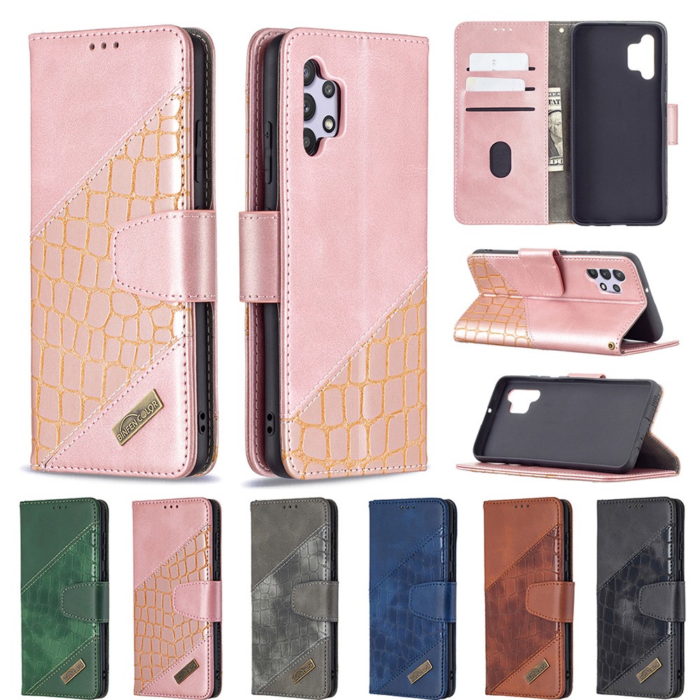 BF04 Splicing Crocodile Texture Wallet Stand Leather Case for Samsung Galaxy A32 4G (EU Version) - Black-9