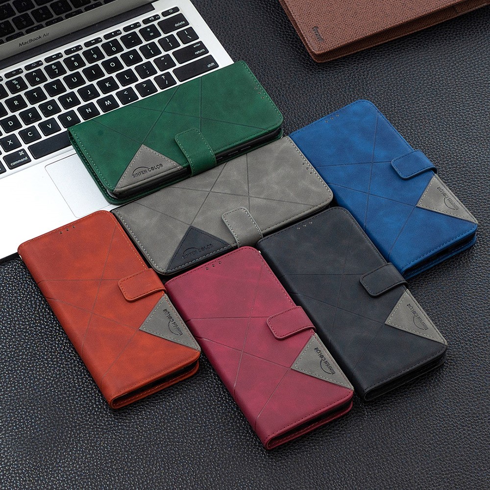 BF05 Geometric Pattern Leather Wallet Case for Samsung Galaxy A32 4G (EU Version) - Grey-10
