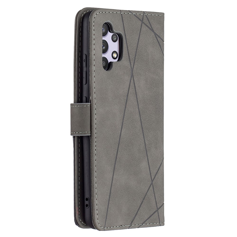 BF05 Geometric Pattern Leather Wallet Case for Samsung Galaxy A32 4G (EU Version) - Grey-3