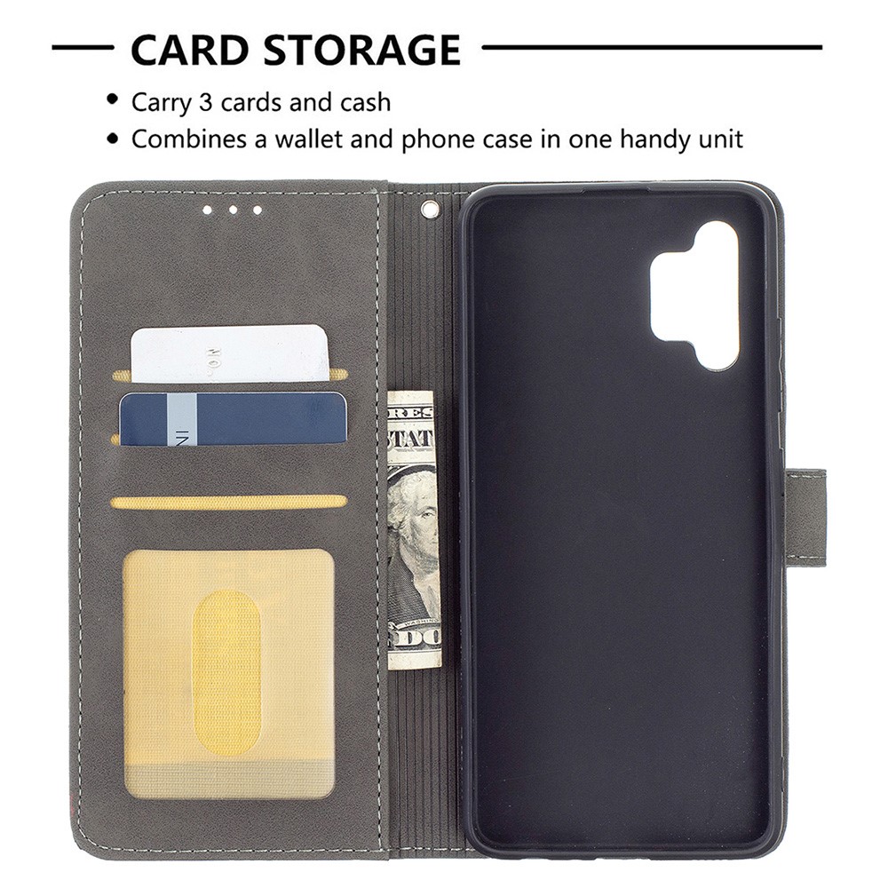 BF05 Geometric Pattern Leather Wallet Case for Samsung Galaxy A32 4G (EU Version) - Grey-6