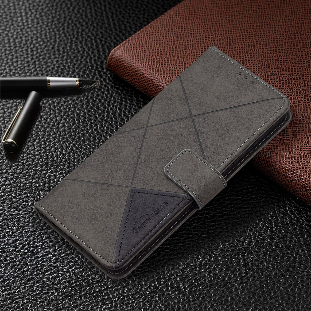 BF05 Geometric Pattern Leather Wallet Case for Samsung Galaxy A32 4G (EU Version) - Grey-7