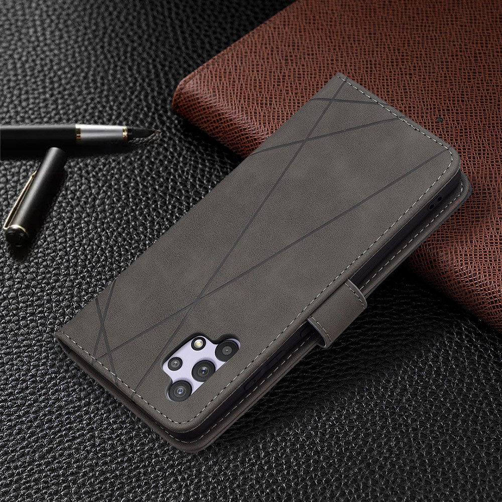 BF05 Geometric Pattern Leather Wallet Case for Samsung Galaxy A32 4G (EU Version) - Grey-8