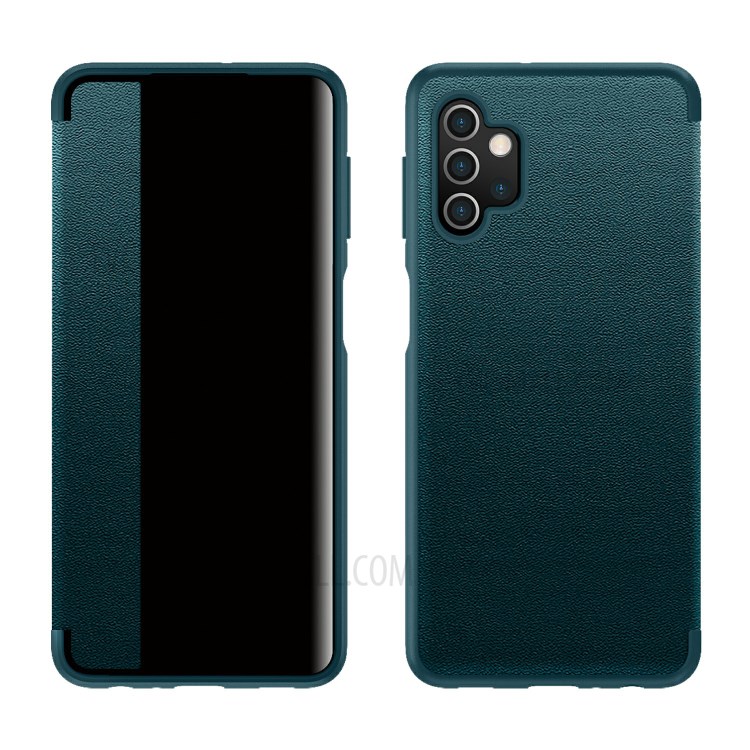 Ultra Thin Folio Flip Elegant Leather Case for Samsung Galaxy A32 5G Cell Phone Accessory - Blackish Green-1