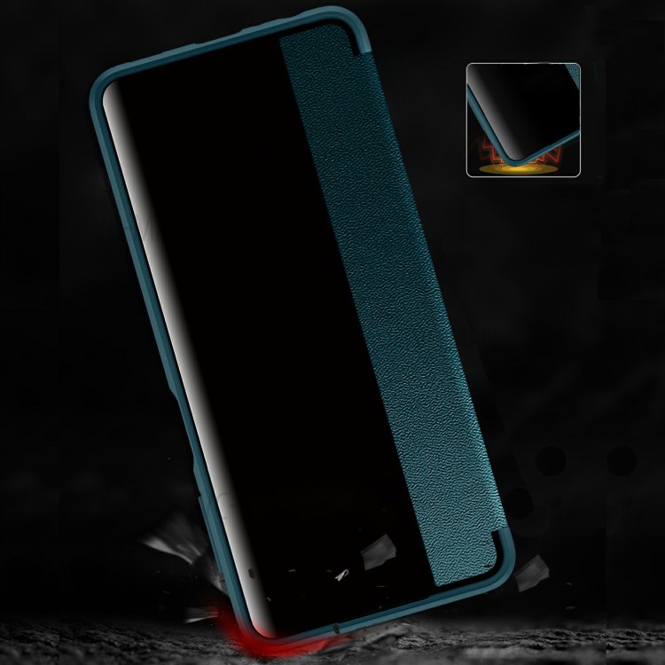 Elegant Style Ultra Thin Leather Flip Case for Samsung Galaxy A52 5G / 4G with Built-in Ejector and SIM Card Slots - Blackish Green-2