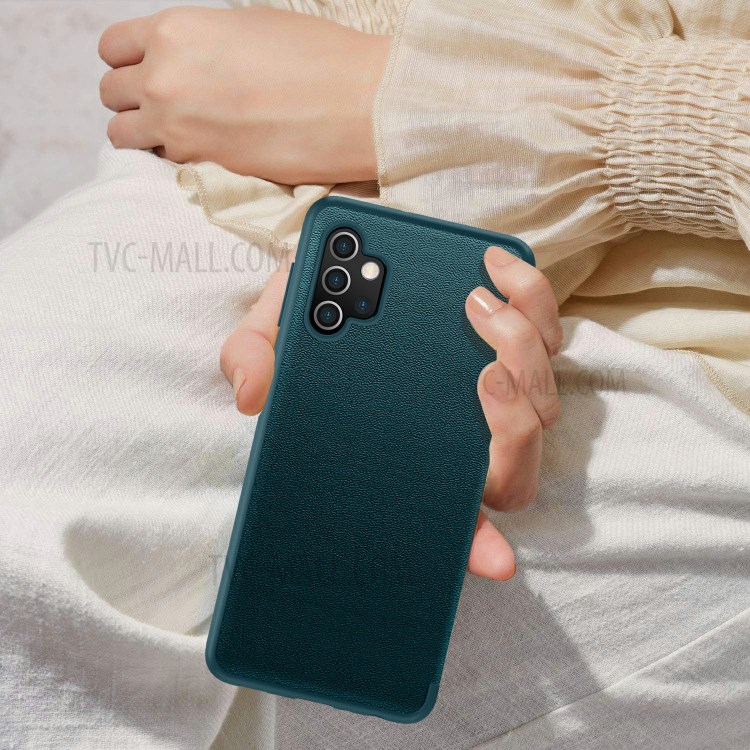 Elegant Style Ultra Thin Leather Flip Case for Samsung Galaxy A52 5G / 4G with Built-in Ejector and SIM Card Slots - Blackish Green-4