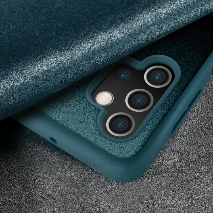Elegant Style Ultra Thin Leather Flip Case for Samsung Galaxy A52 5G / 4G with Built-in Ejector and SIM Card Slots - Blackish Green-5