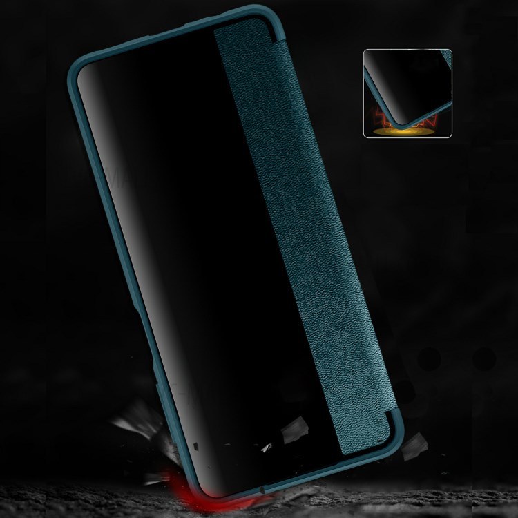 Ultra Thin Bulit-in Ejector and SIM Card Slots Elegant Leather Cover for Samsung Galaxy A12 - Blackish Green-2