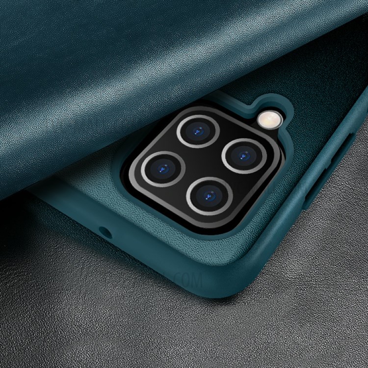 Ultra Thin Bulit-in Ejector and SIM Card Slots Elegant Leather Cover for Samsung Galaxy A12 - Blackish Green-5