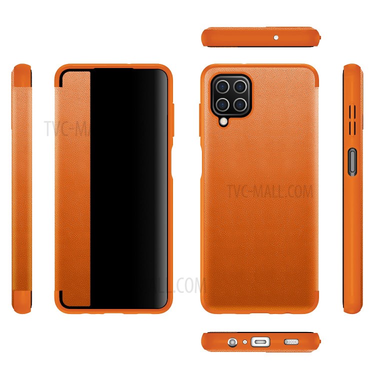 Ultra Thin Bulit-in Ejector and SIM Card Slots Elegant Leather Cover for Samsung Galaxy A12 - Blackish Green-7
