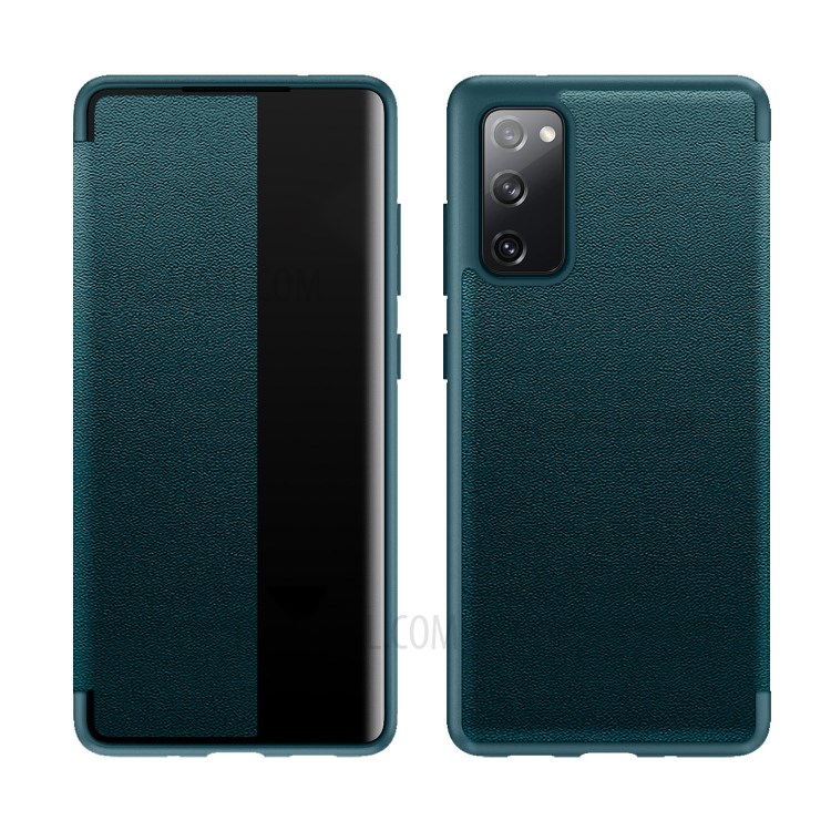 Coque De Téléphone En Cuir Ultra Mince De Style Élégant Pour Samsung Galaxy A02S (164.2x75.9x9.1mm) - Vert Noirâtre-1
