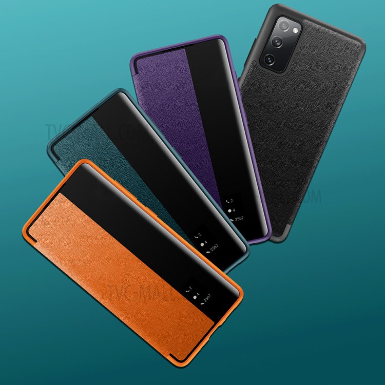 Coque De Téléphone En Cuir Ultra Mince De Style Élégant Pour Samsung Galaxy A02S (164.2x75.9x9.1mm) - Vert Noirâtre-7