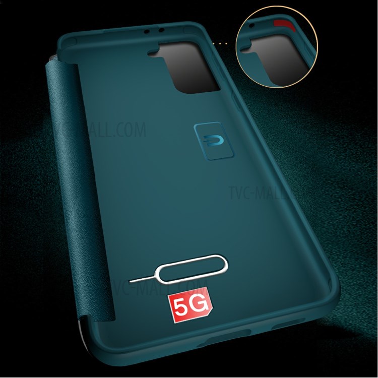 Caja De Cuero Ultra Delgada De Estilo Elegante Para Samsung Galaxy S21 Ultra 5G Protección Resistente A La Caída Shell - Verde Negruzco-3