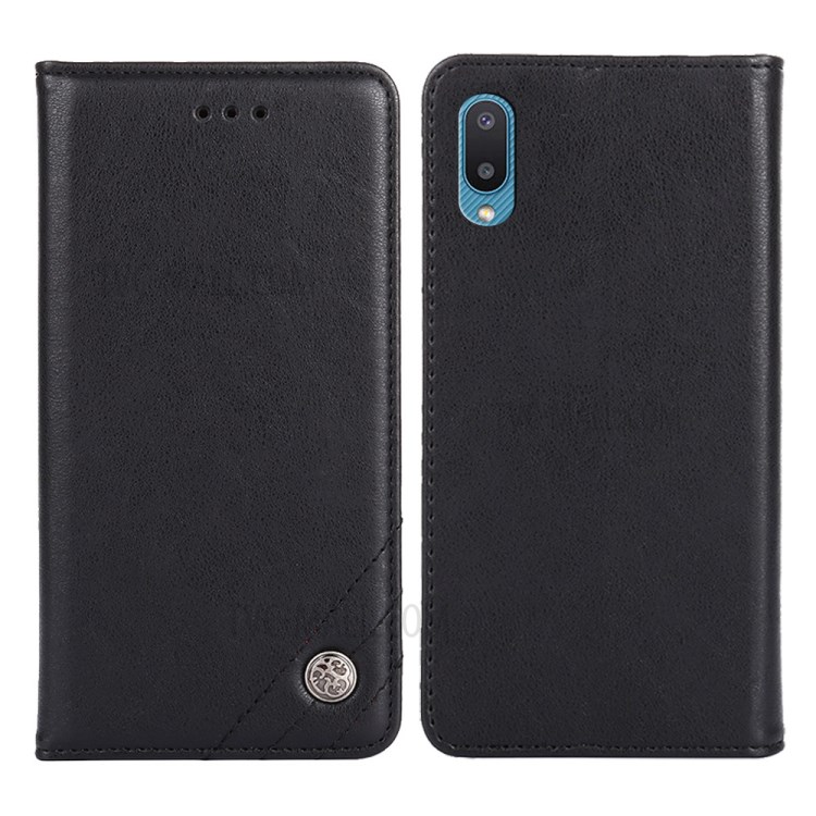 Auto-absorbed Retro Style PU Leather Wallet Case Stand for Samsung Galaxy A02 / M02 - Black-1