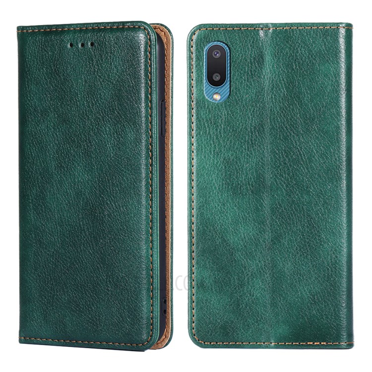 Auto-Absorbed Leather Phone Stand Case for Samsung Galaxy M02 / Galaxy A02 - Green-1
