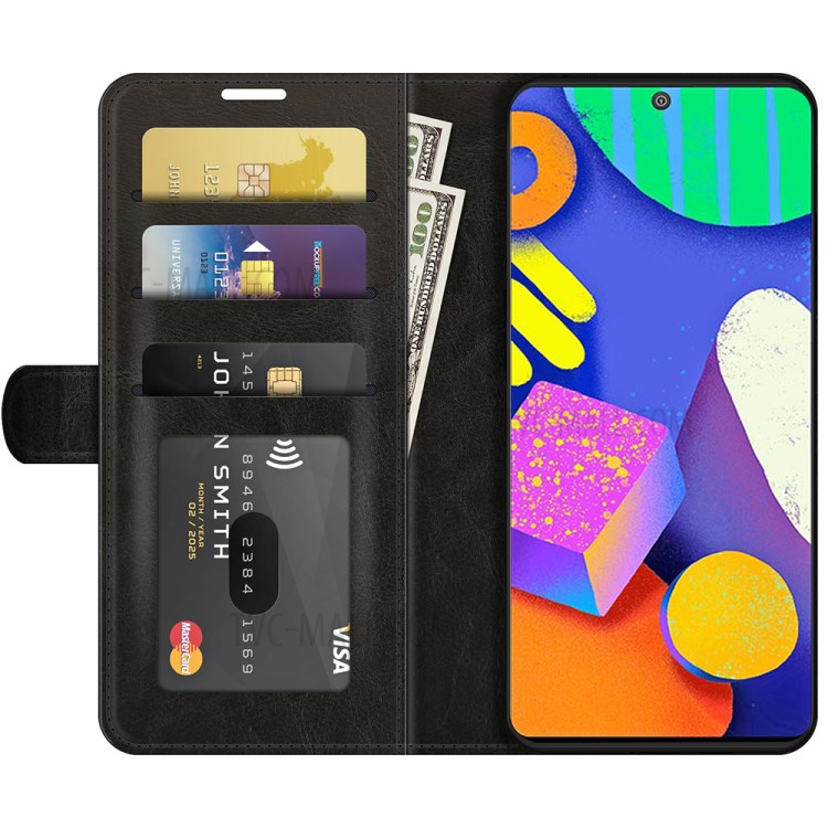 Crazy Horse Texture Leather Mobile Phone Case Shell for Samsung Galaxy F62 / M62 - Black-4