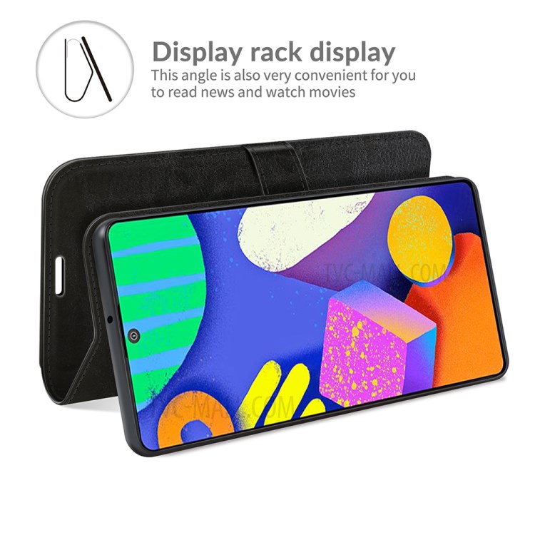 Crazy Horse Texture Leather Mobile Phone Case Shell for Samsung Galaxy F62 / M62 - Black-6