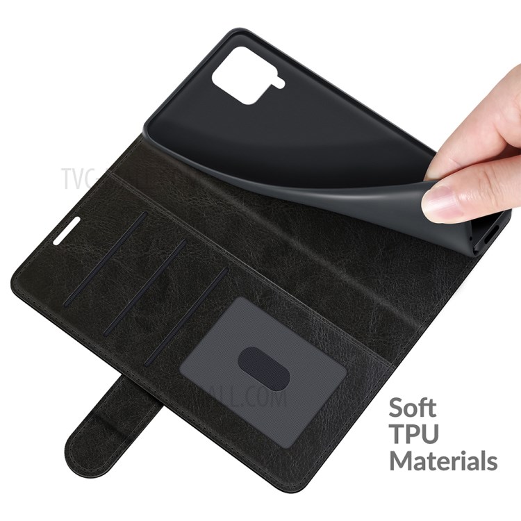 Crazy Horse Texture Leather Mobile Phone Case Shell for Samsung Galaxy F62 / M62 - Black-7