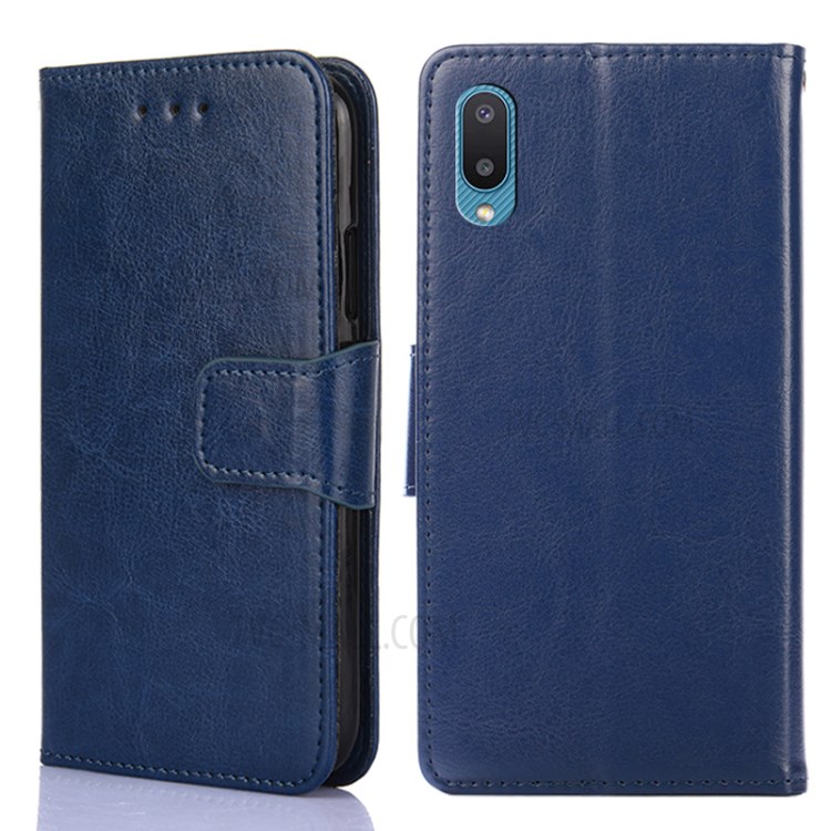 Wallet Stand Design Leather Protective Case for Samsung Galaxy A02 / M02 - Dark Blue-1