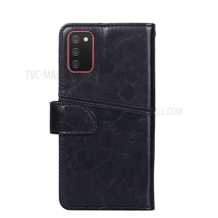 Splicing Geometric Pattern Wallet Stand Leather Phone Cover for Samsung Galaxy A02s (166.5x75.9x9.2mm) - Black-7