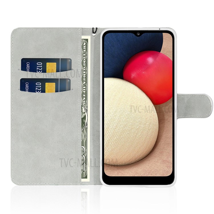 Wallet Stand Design Glittery Powder Splicing Leather Case for Samsung Galaxy A02s (166.5x75.9x9.2mm) - Black-8
