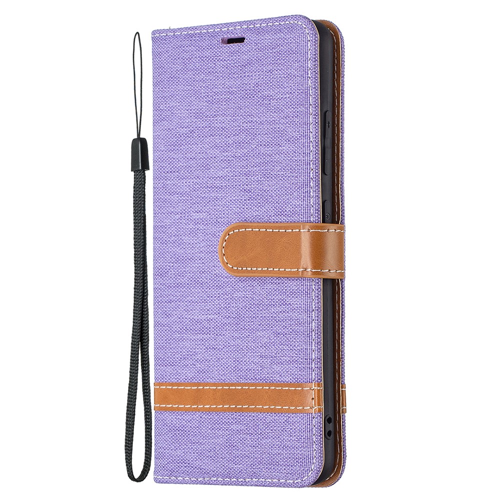 Assorted Color Jeans Cloth Leather Wallet Stand Case for Samsung Galaxy A32 4G - Purple-4