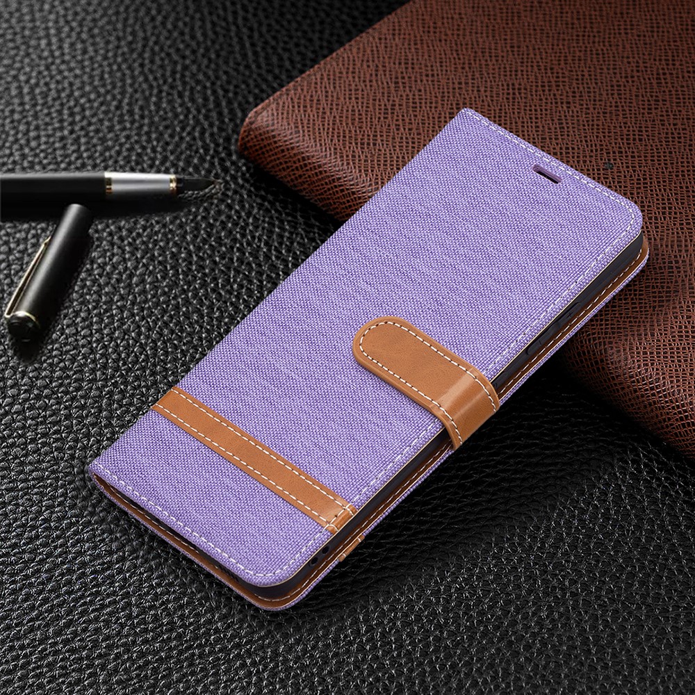 Assorted Color Jeans Cloth Leather Wallet Stand Case for Samsung Galaxy A32 4G - Purple-7