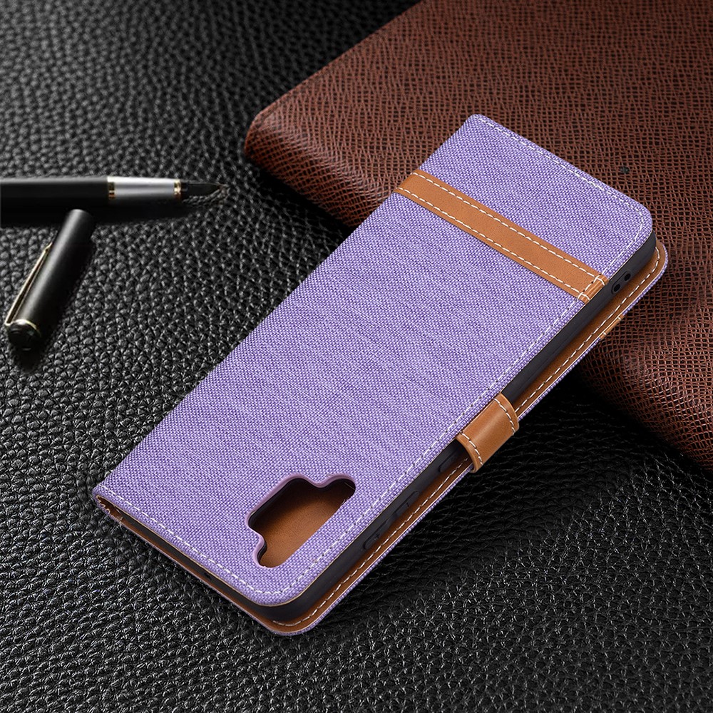Assorted Color Jeans Cloth Leather Wallet Stand Case for Samsung Galaxy A32 4G - Purple-8