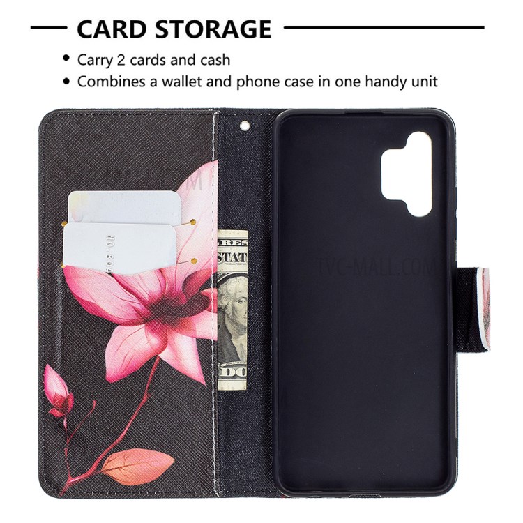 Pattern Printing Leather Wallet Case for Samsung Galaxy A32 4G (EU Version) - Vivid Flower-3