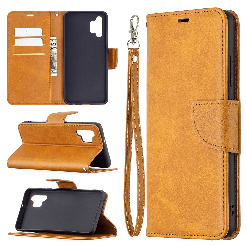 Wallet Leather Stand Case for Samsung Galaxy A32 4G (EU Version) - Brown-6