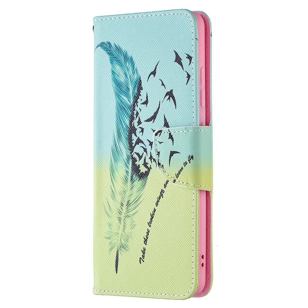 Custodia da Guscio Del Portafoglio in Pelle Per Stampare Motivi Per Samsung Galaxy A32 4G (versione Ue) - Pattern di Piume