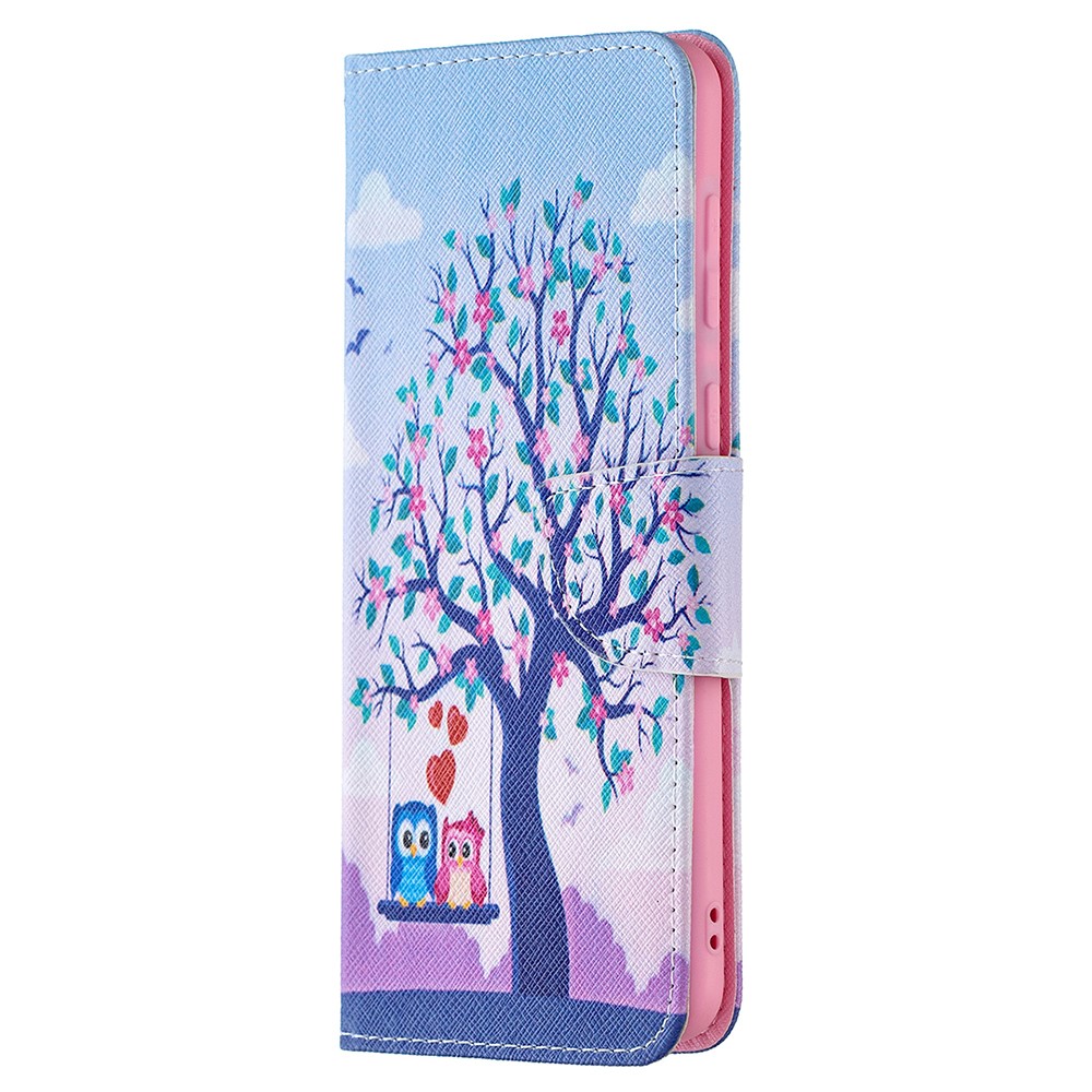 Pattern Printing Leather Wallet Shell Case for Samsung Galaxy A02 - Tree and Owls-2