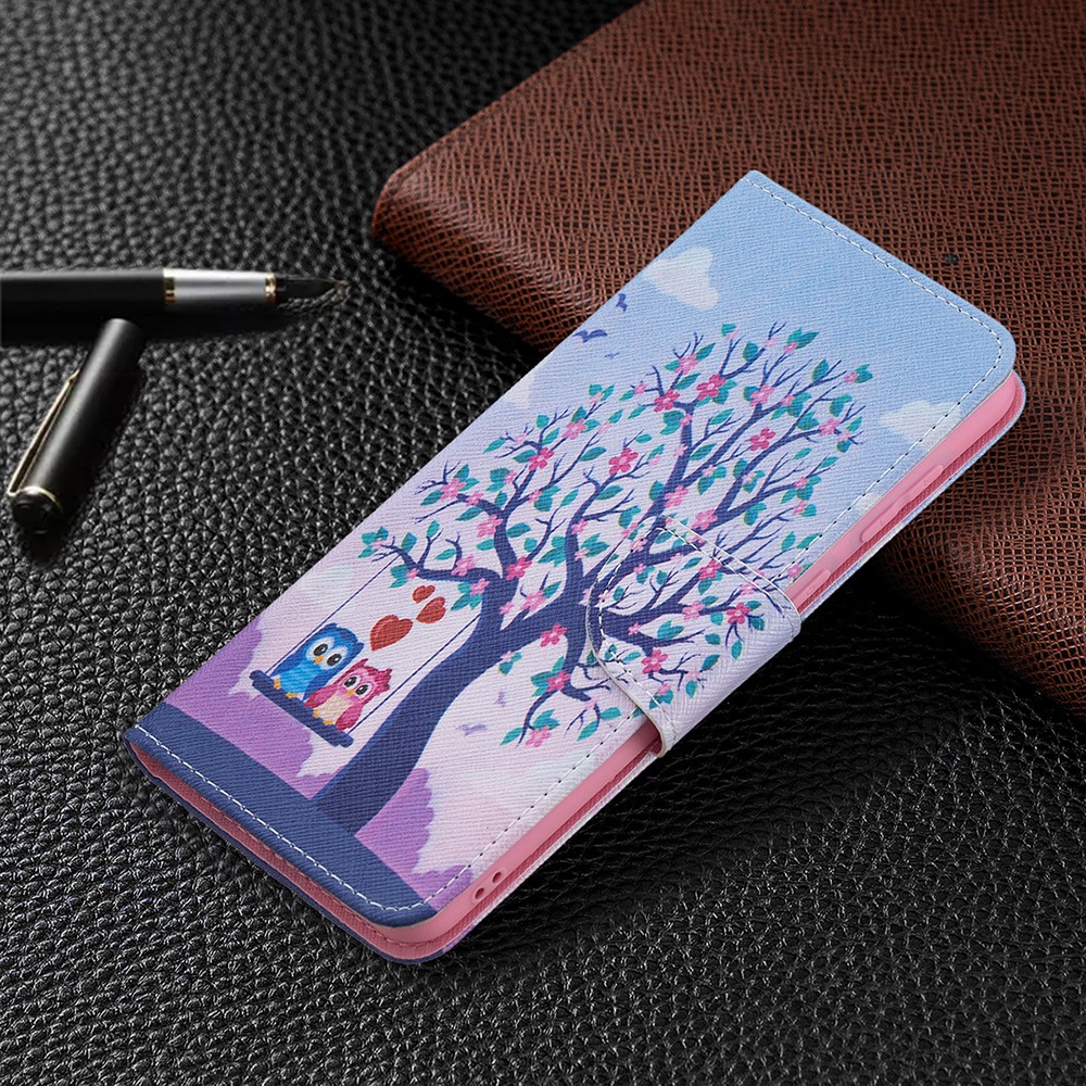 Pattern Printing Leather Wallet Shell Case for Samsung Galaxy A02 - Tree and Owls-7