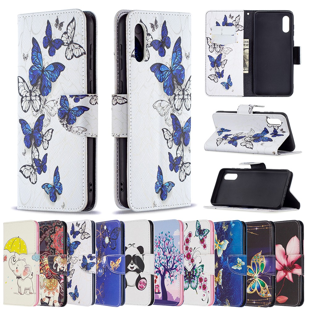 Pattern Printing Leather Wallet Shell Case for Samsung Galaxy A02 - Tree and Owls-9