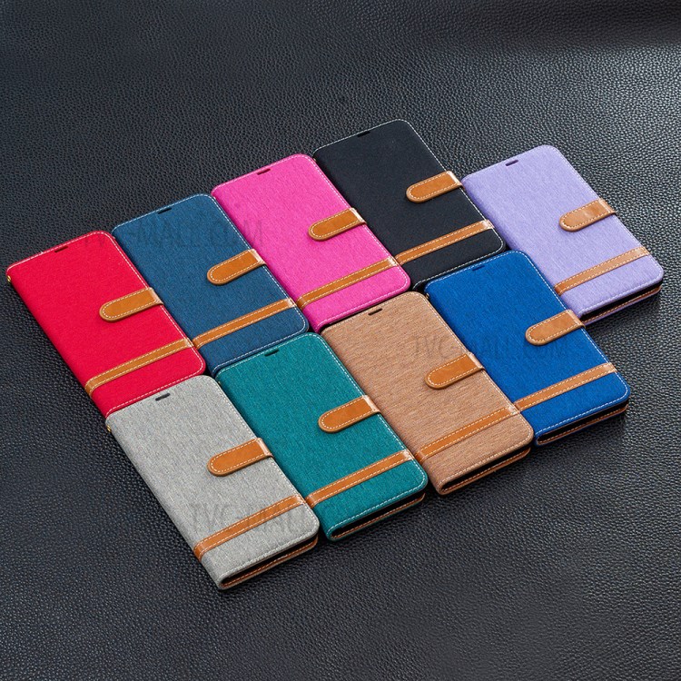 Assorted Color Jeans Cloth Leather Wallet Stand Case for Samsung Galaxy A02 - Grey-10