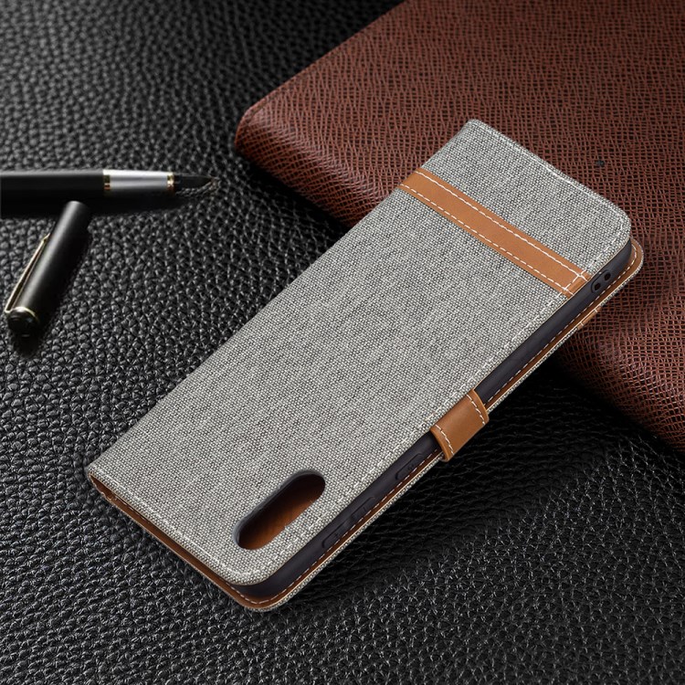 Assorted Color Jeans Cloth Leather Wallet Stand Case for Samsung Galaxy A02 - Grey-8