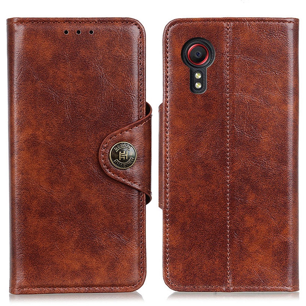 Wallet Leather Stand Case Cover for Samsung Galaxy Xcover 5 - Brown-1