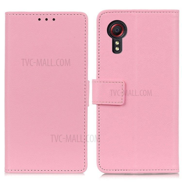 Wallet Leather Stand Shell Case for Samsung Galaxy Xcover 5 - Pink-1