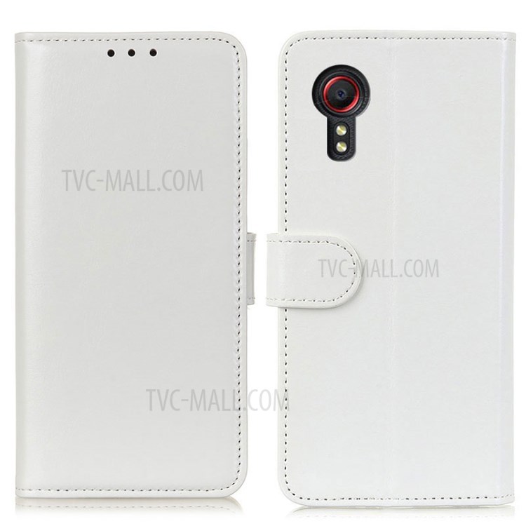 Crazy Horse Wallet Leather Stand Shell Case for Samsung Galaxy Xcover 5 - White-1