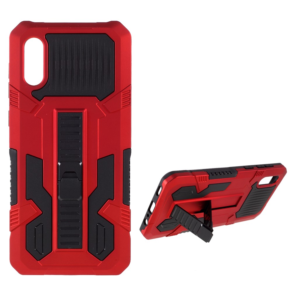 PC + TPU Vanguard Hybrid Kickstand Case with Four Corner Anti-Drop Airbag for Samsung Galaxy A02 - Red-1